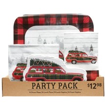 Holiday Time Premium Paper Christmas Tableware Party Pack, 64 Pieces - £15.65 GBP