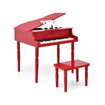 30-Key Wood Toy Kids Grand Piano with Bench and Music Rack-Red - Color: Red - $136.95