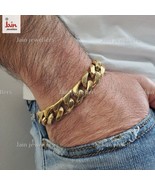 18 Kt Real Solid Yellow Gold Cuban Link Chain Handmade Men Bracelet 24 -... - £3,289.59 GBP