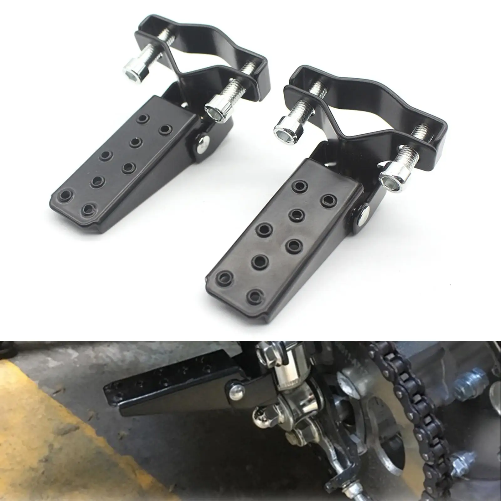 Motorcycle Foot Pegs Pedals Universal 25mm-30mm Black for Spare Parts - $22.58