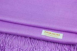 Purple Pashmina Womens Solid 78x28 Silky Shawl Wrap Wool Feel Blend Scarf - £14.41 GBP