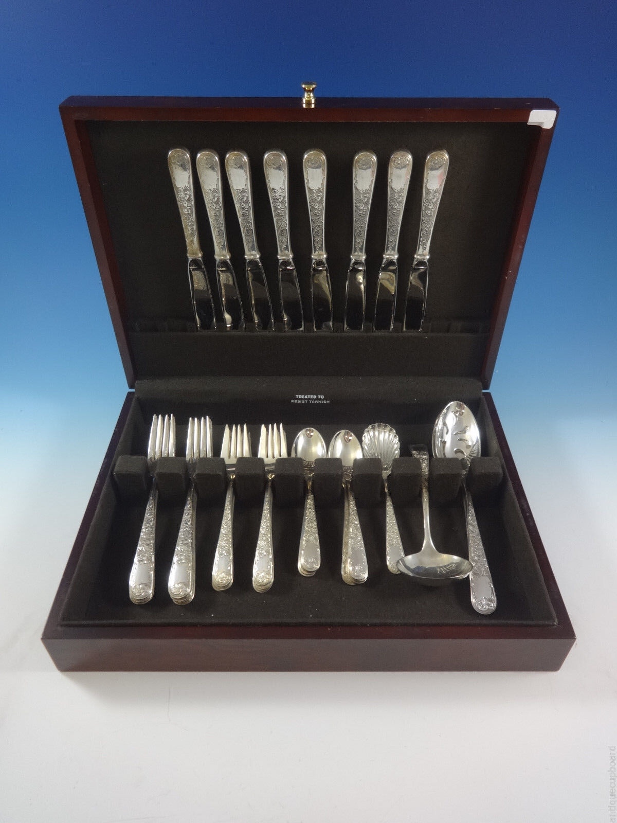 Primary image for Old Maryland Engraved by Kirk Sterling Silver Flatware Set 8 Service 36 Pieces