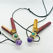 Kuripe Pipe with Aya Vine, Chrysocolla and Amethyst | Palo Santo Wood - €28,34 EUR