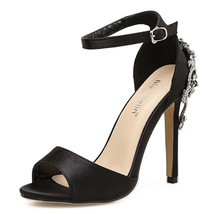 New Fashion Spring Autumn Black Sandals Open Toe High Thin Heels Concise Casual  - £56.60 GBP