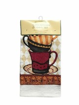 ALL PURPOSE 3 PC KITCHEN TOWEL SET 2 PRINTED POLYCOTTON 1 SOLID MICROFIB... - $44.98