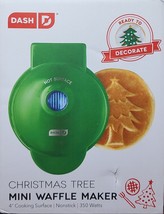 Dash Christmas Tree Mini Waffle Maker-4&quot; Cooking Surface-Non Stick-350 Watts - £15.49 GBP