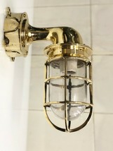 ANTIQUE MARINE SOLID BRASS SWAN NECK BULKHEAD ALLEY LIGHT WITH JUNCTION BOX - $144.08