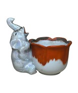 Vintage Iridescent Ceramic Elephant Planter Mid-Century Japan - $14.85