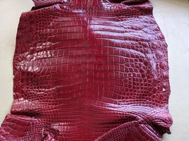 Genuine Alligator Skin Crocodile Leather Belly Glazed Red 136cm x 42cm - £122.49 GBP