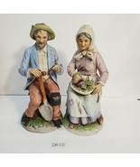 Pair HOMCO Porcelain Old Man Woman Figurines Peasant Harvest #1433 DB110 - £19.01 GBP