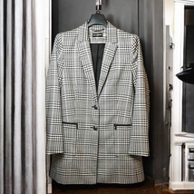 Karl Lagerfeld Paris Blazer Women&#39;s Size 12 Houndstooth Jacket Black White NWOT - £50.17 GBP