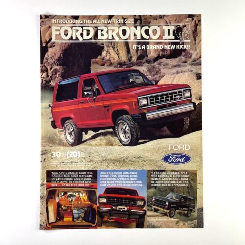 Primary image for Ford Bronco II Vintage 1983 Print Ad Brand New Kick Trim 8” x 10.75" Auto Car