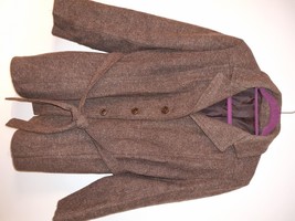 Bickler Wool Trench Coat Vintage Belted  21&quot; chest 30&quot; long, colour brown - $63.00