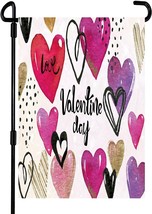 Seasonal Garden Flag Love Valentine Day 12&quot;x18&quot; Hearts Valentine&#39;s Pink ... - £5.40 GBP