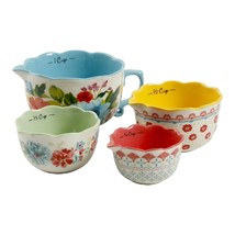 The Pioneer Woman Gorgeous Floral 4 Pc Measuring Cup Bowl Set Breezy Blossom New - £29.44 GBP