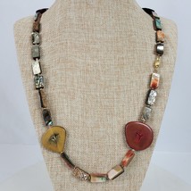 Vintage Nut Dyed &amp; Mother Of Pearl Beaded Necklace 27 Inch - $44.88