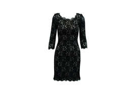 Diane Von Furstenberg Lace Long Sleeves Dress In Rayon Women Black S - £157.42 GBP