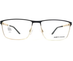 Alberto Romani Eyeglasses Frames AR 8000 BK Black Gold Square Full Rim 57-15-140 - £43.97 GBP