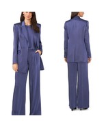 Vince Camuto Double Breasted Satin Longline Blazer &amp; Wide Leg Pants Dusk... - $86.92
