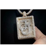 Men&#39;s Customize J Letter Pendant 925 Sterling Silver Round Simulated Dia... - $151.46