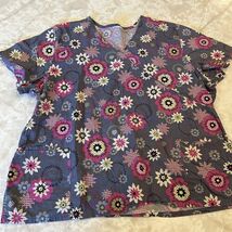 SB Scrubs Purple Flower Nurses Scrub Top - $8.28