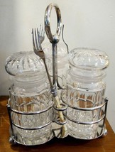 c1880 Leuchars &amp; Sons Superb Glass Triple Pickle Set S/P With Forks - £265.78 GBP