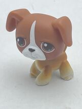 Littlest Pet Shop LPS #25 Brown White Boxer Brown Eyes Dog Puppy  - $8.28