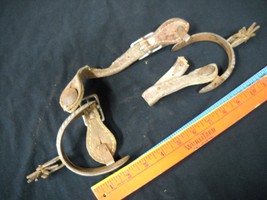 Hand Cut Mexican 8pt Rowels August Buermann Spur Set Fancy Silver W/ Lea... - €189,85 EUR