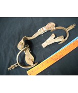 Hand Cut Mexican 8pt Rowels August Buermann Spur Set Fancy Silver W/ Lea... - $217.80