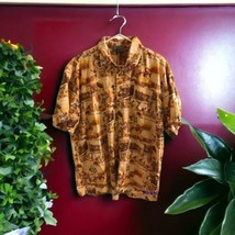  High Seas Men’s Vintage Short Sleeve Football Hawaiian Shirt Size XL Gold - £10.01 GBP