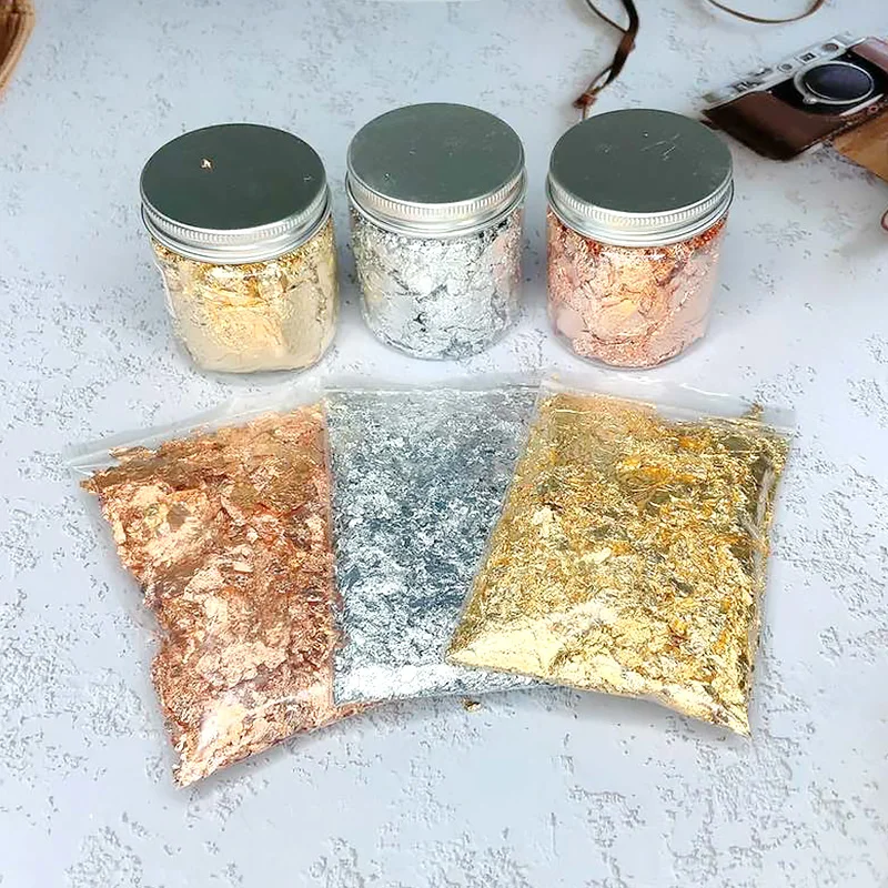 House Home 3g A Gold Sliver Copper FA Sequins Glitters Craft Leaf Flake Sheets B - £19.98 GBP