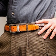 LUCIANO Genuine Caiman Back &Belly Exotic Belt Brown / Cognac image 6