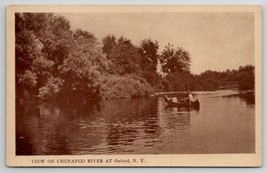 Oxford NY View On Chenango River Man Rowing Boat New York Postcard C39 - $9.95