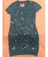 Size 7 Justice sweater dress sequin metallic blue holiday girls - $14.79