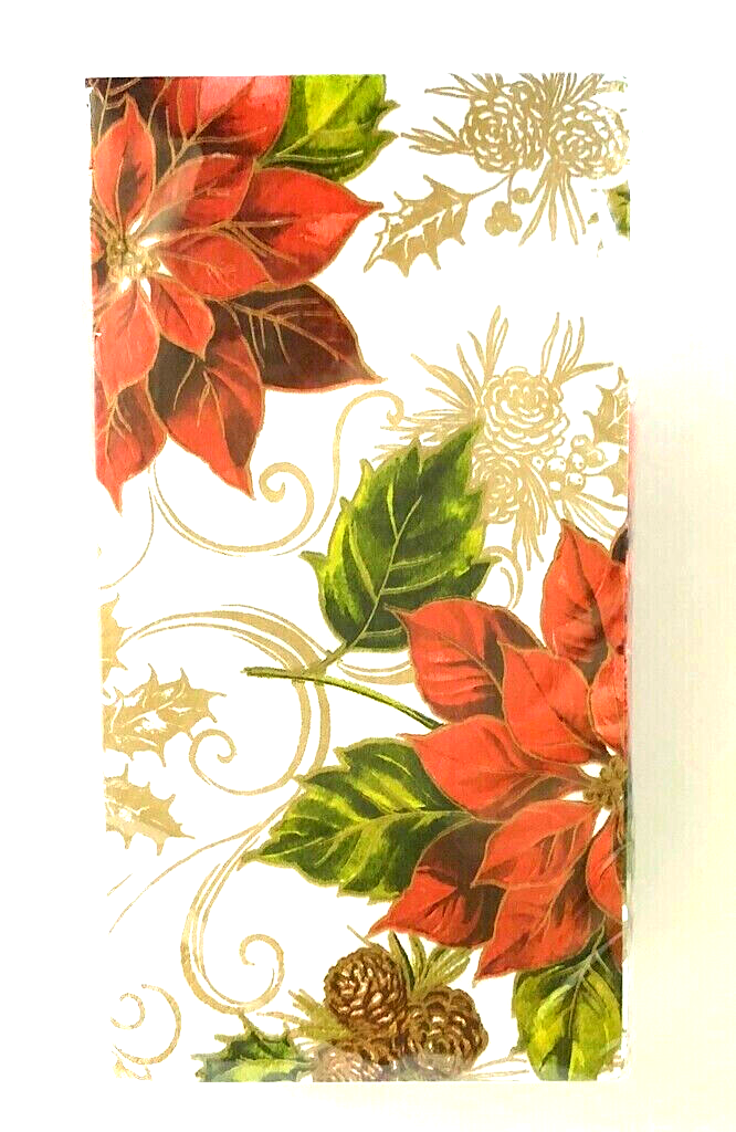 Primary image for  Poinsettia Pine Cone Paper Hand Bath Towels Napkins Bath Guest 2 Pack 20 each