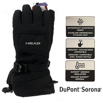 Head Black Snow Gloves Waterproof Windproof Insert Touchscreen Compatible - £28.27 GBP