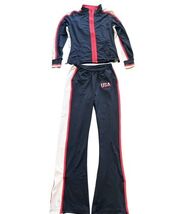 ES Sports USA Track Suit Womens Small Red White Blue Zip Jacket Pants Set - $24.74