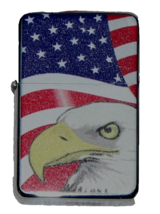 Zippo Lighter - American USA Map With Bald Eagle on Silver Base, Wind Guard - £17.88 GBP