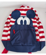 Disney Americana Mickey Mouse Red White Blue Striped Classic Backpack NWT - $25.73