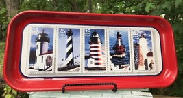 WA NC NJ Maine Florida Lighthouses Of The USA Serving Tray 18&quot; Stamps Th... - £15.47 GBP