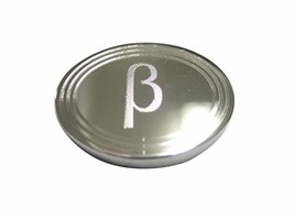 Kiola Designs Silver Toned Etched Oval Greek Letter Beta Pendant Magnet - £15.97 GBP