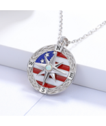 18K 925 Sterling Silver Forever USA Rotation Star Compass Pendant Necklace - £99.05 GBP