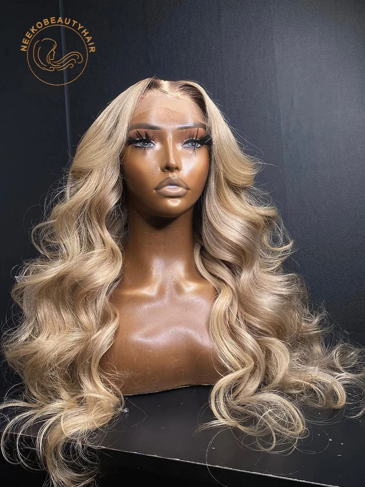 13x6 HD Transparent Lace Frontal Wigs Honey Blonde Ombre Colored Lace Front W - £72.47 GBP+