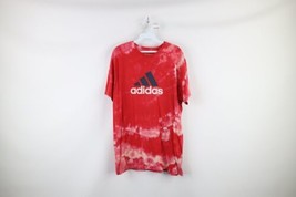 Adidas Mens Large Distressed Acid Wash Big Logo Spell Out T-Shirt Red Cotton - £23.15 GBP