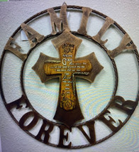 Family Forever: Amazing Grace POEM/CROSS Metal &amp; Resin 26&quot; WALL/DOOR Art New - £39.16 GBP