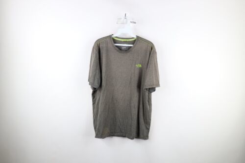 The North Face Mens L Distressed Spell Out Short Sleeve T-Shirt Heather ... - $19.75