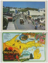 VINTAGE 1970s 12x17&quot; Mackinac Island Michigan 2 Sided Laminated Placemat - £15.81 GBP