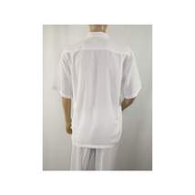 Mens INSERCH 2pc Walking Leisure Suit Shirt Pants Set Short Sleeves 9356 White image 5