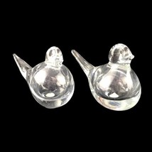 2 Konst Art Glass Clear Blown Birds Paperweight Figure Glashyttan Sweden U8 - £27.64 GBP