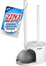 2 in 1 Toilet Plunger and Brush Set Extended Handle Plunger Toilet Bowl ... - $40.23